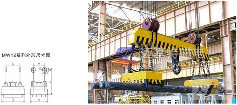 MW12系列、MW15系列吊運捆扎螺紋鋼、圓鋼用起重電磁鐵